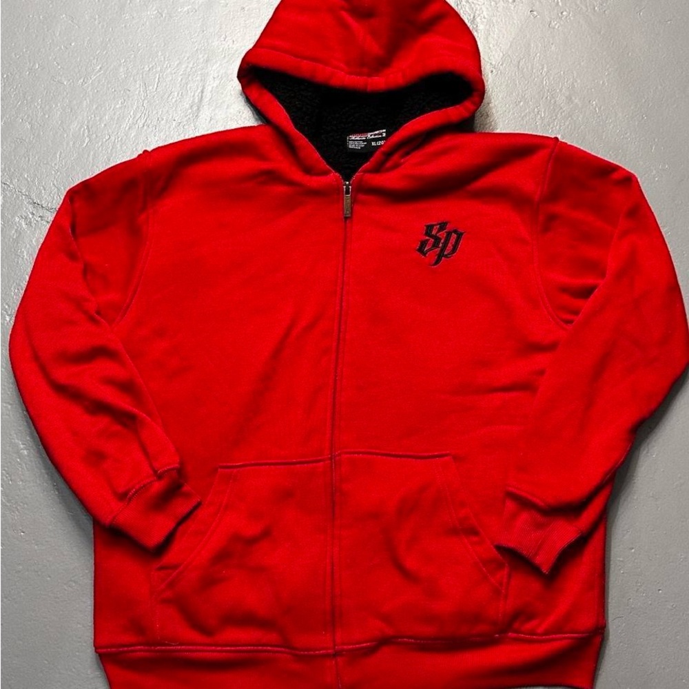 Y2K Southpole sherpa lined red zip up